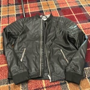 Boys pleather black jacket size 14y by H & M. Worn a few times